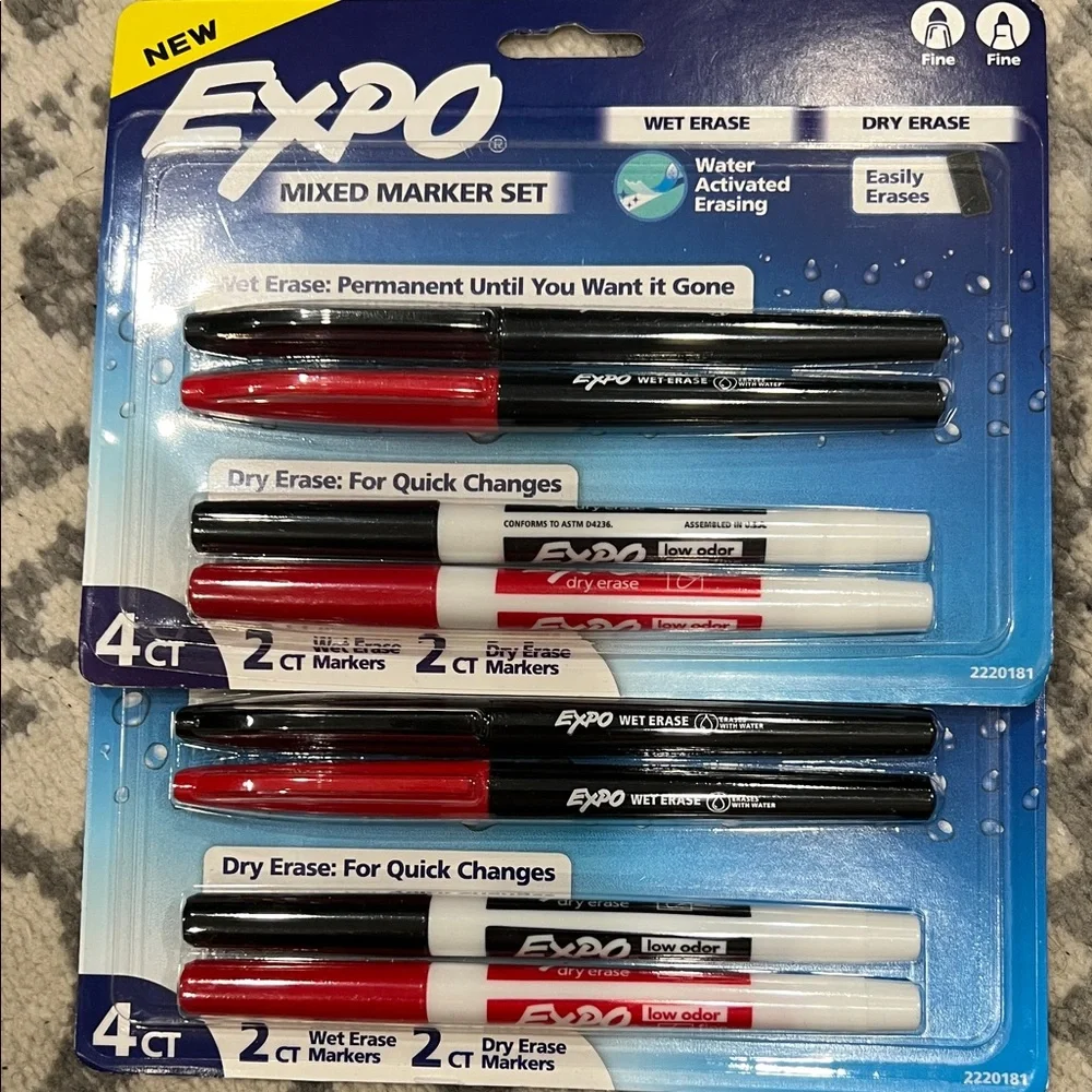 Mixed Marker Set - Assorted Blue, Black, Green, Red (Pack)